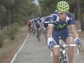 Mauricio Soler (Movistar) on the attack before crashing out on the final descent.