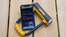 An Iphone sat within an onguard lock as a play on how we wouldnt leave our bikes unlocked so why our phones. 