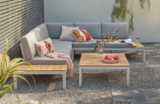 A modern garden corner sofa