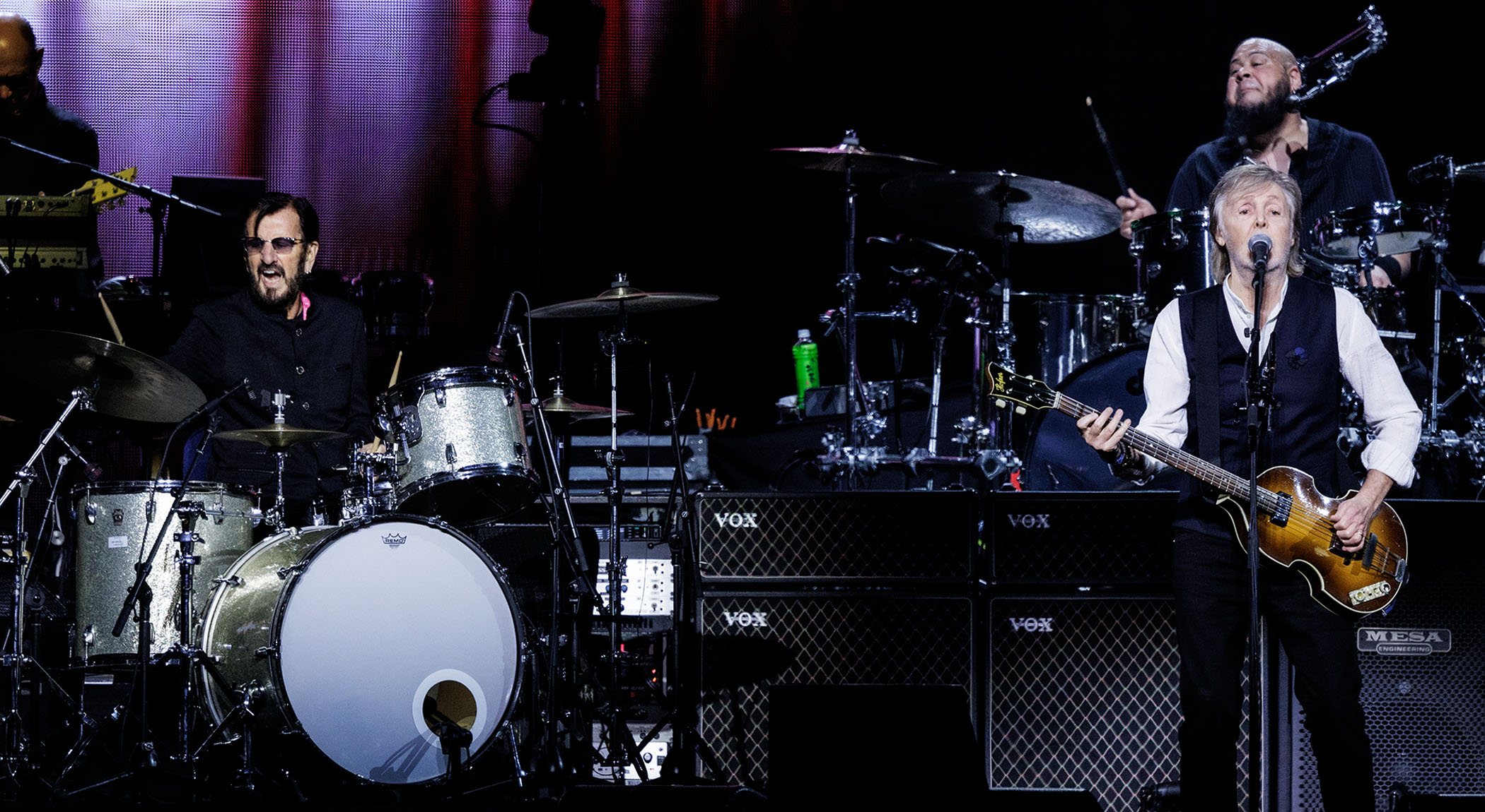 Ringo Starr gets behind the drums to jam with his fellow Beatle Paul McCartney as the latter closes out his epic Got Back 2024 Tour at London's O2 Arena.