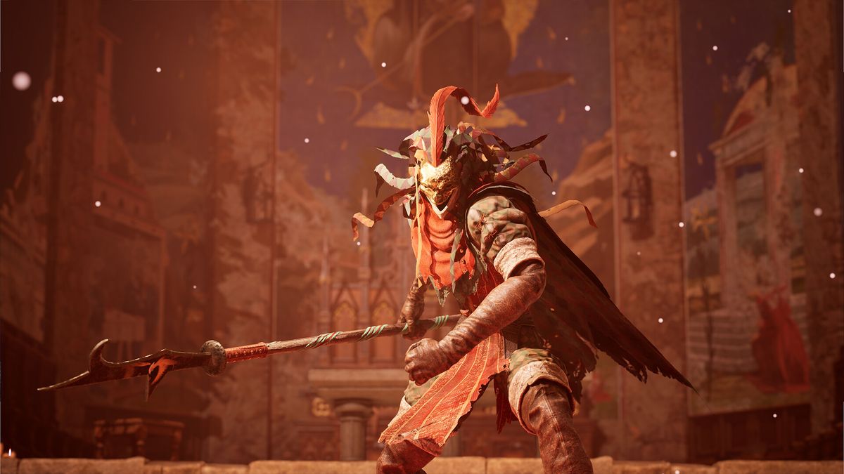 Warrior prepares for battle in a screenshot from Enotria: The Last Song