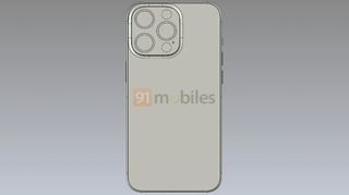 A leaked CAD render of the iPhone 13 Pro from the back