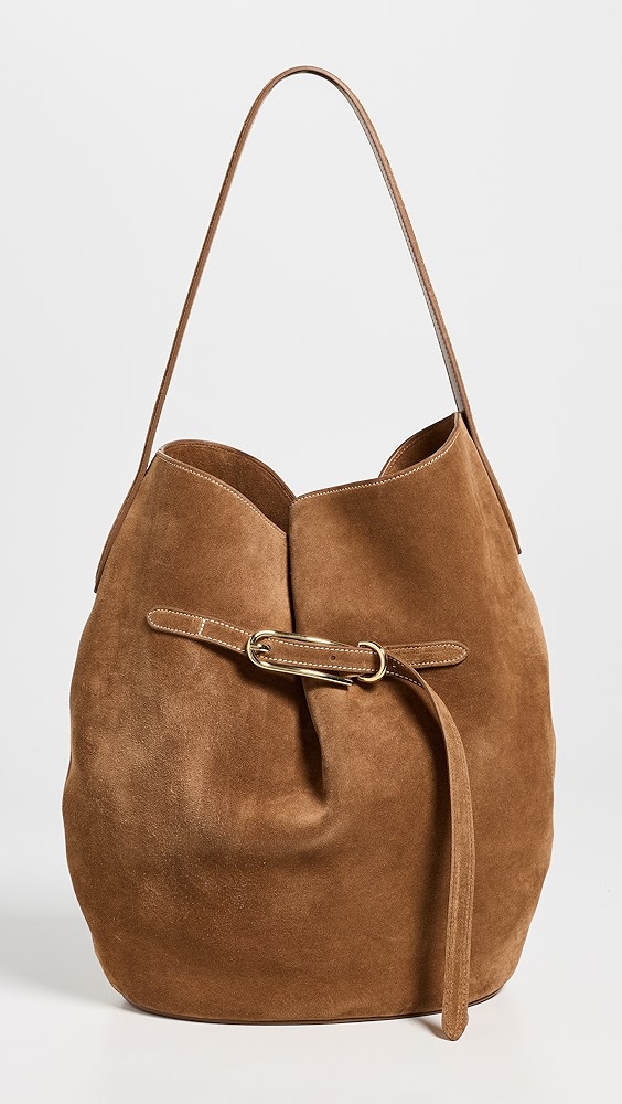 Liffner Belted Large Suede Bucket Bag