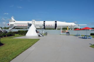 At 220 feet long (68 meters), the Saturn IB stretches almost the full length of the Rocket Garden at NASA’s Kennedy Space Center Visitor Complex in Florida.