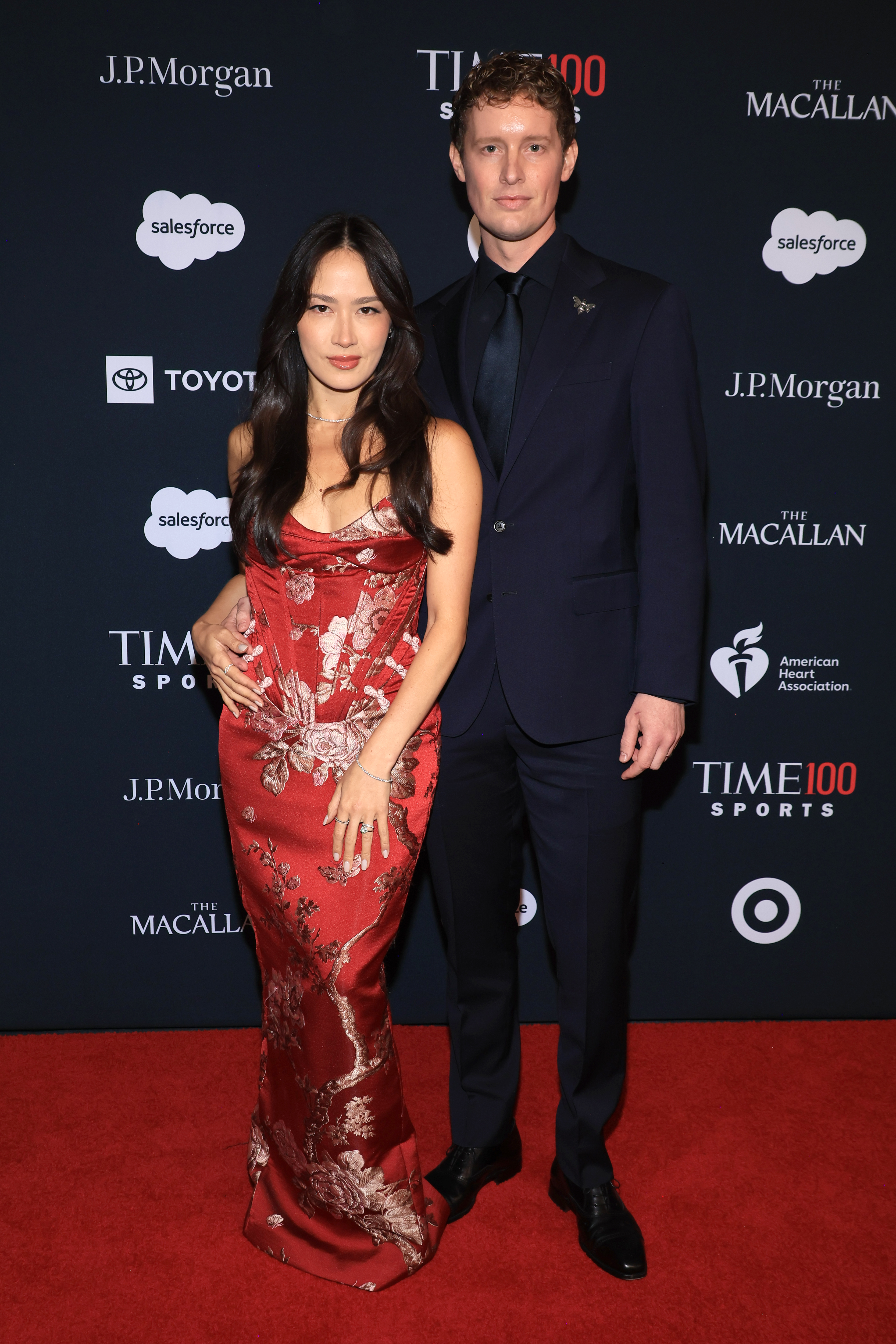 Madison Chock posed in her red carpet look at the 2026 TIME100 Sports Gala