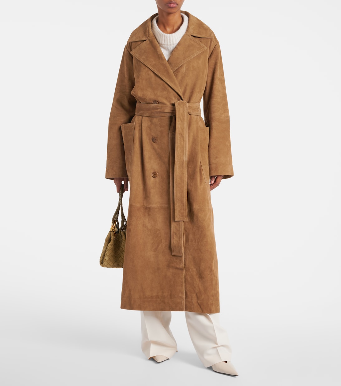 Suede Wrap Coat in Brown - Rohe