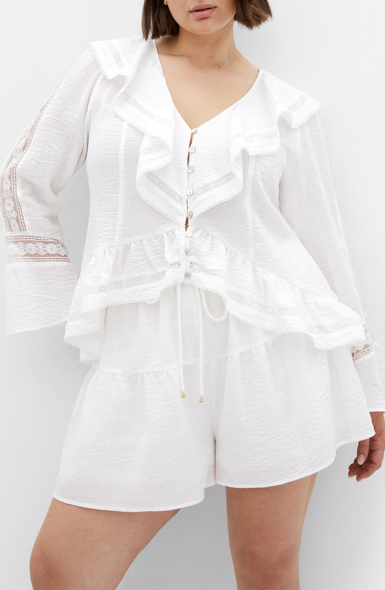 Sara Ruffle Button-Up Top