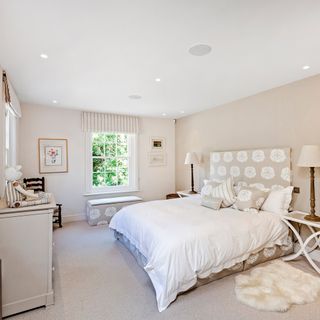 bedroom with white walls and bed