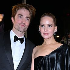 Jennifer Lawrence wears a black Dior gown after the premiere of Die, My Love alongside Robert Pattinson at Cannes Film Festival