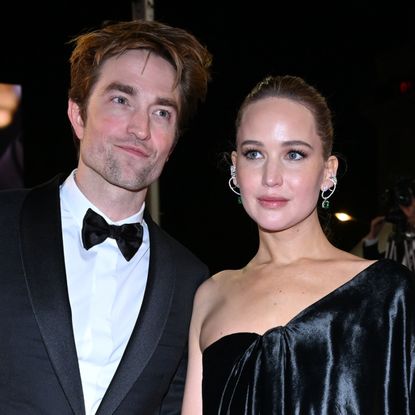Jennifer Lawrence wears a black Dior gown after the premiere of Die, My Love alongside Robert Pattinson at Cannes Film Festival