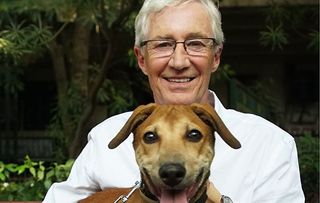 Paul with street dog Arthur who has the potentially fatal parvo virus