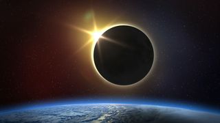 An artist's impression of a total solar eclipse.