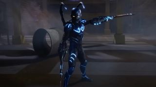 Jaime Reyes suited up as Blue Beetle with sword hands