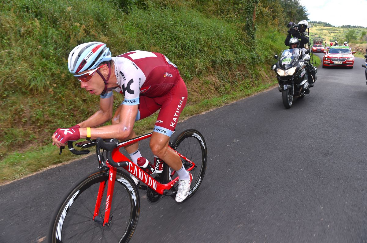 Tony Martin (Katusha-Alpecin) riding away from the breakaway