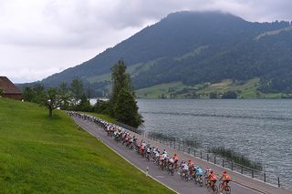 The peloton during the Tour de Suisse stage 2