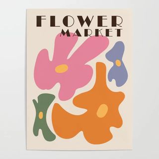 Flower market modern colorful wall art poster