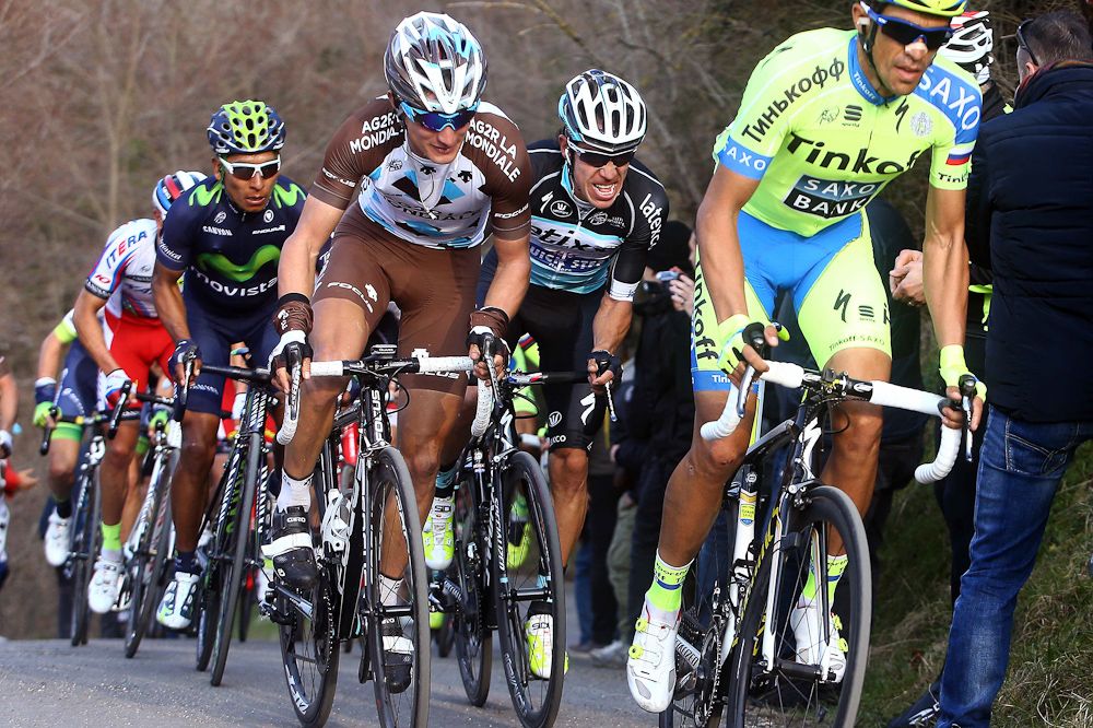 Alberto Contador in the pack during Tirreno's stage 4.