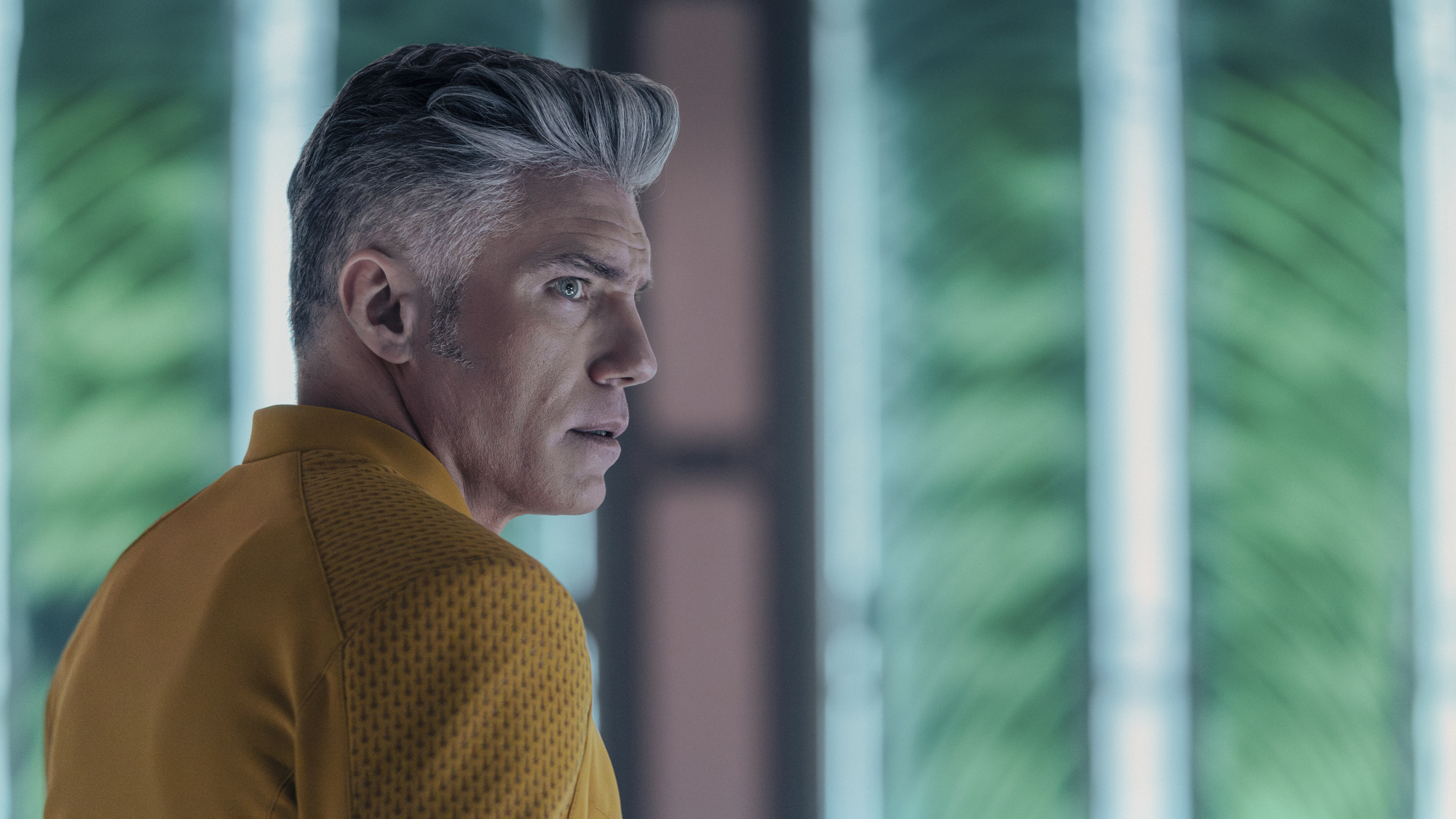 Anson Mount as Captain Pike in season 4, episode 1, of Star Trek: Strange New Worlds.