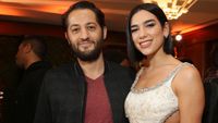 Dua Lipa (R) and Ian Kirkpatrick attend the Second Annual Variety Hitmakers Brunch at The Sunset Tower Hotel on December 1, 2018 in West Hollywood.