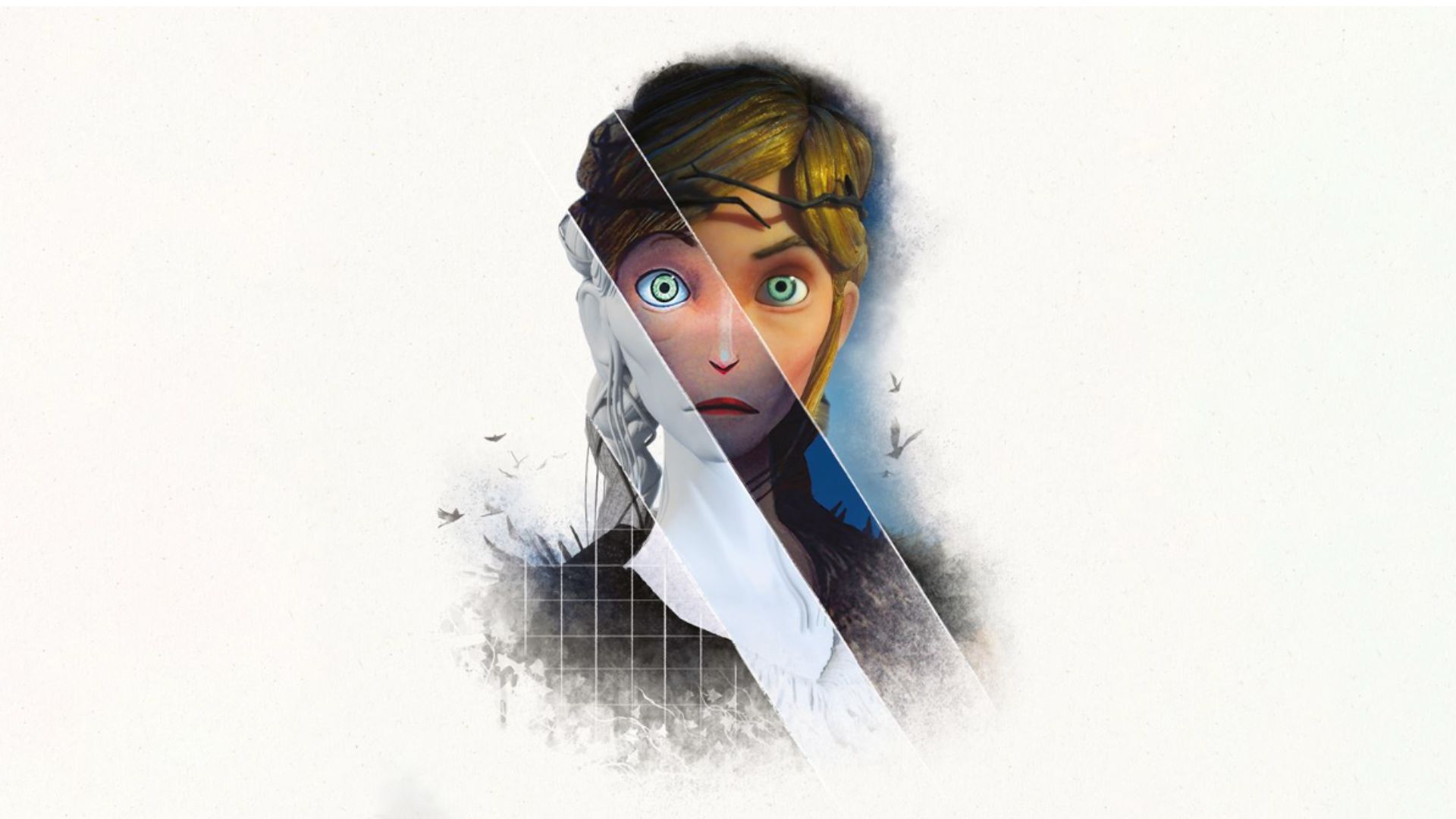 an image of an animated character from one of LAIKA Studios' shows showing the initial sketch, the animation, and the final outcome