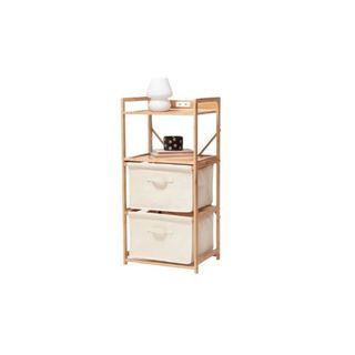 Beck Charging 2-Drawer Bamboo and Canvas Storage Unit
