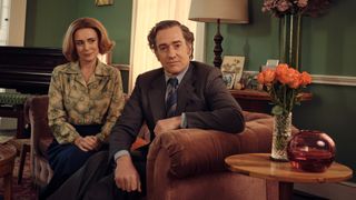 MATTHEW MACFADYEN as John Stonehouse and KEELEY HAWES as Barbara Stonehouse.