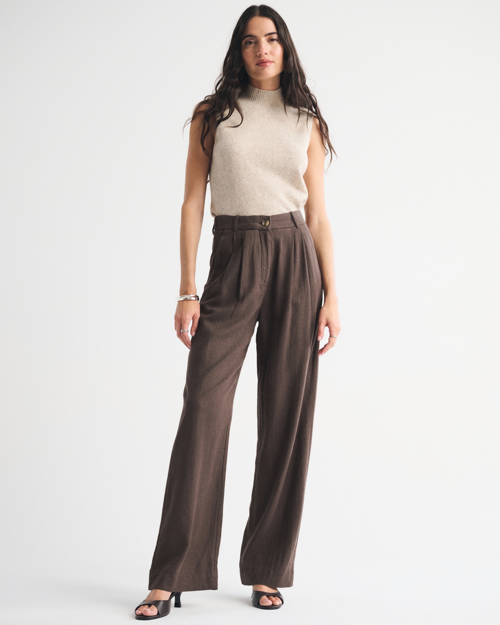A&amp;amp;f Sloane Linen-Blend Tailored Wide Leg Pant