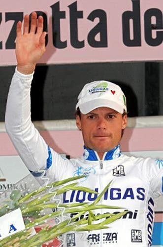 A serious Danilo Di Luca (Liquigas Bianchi)