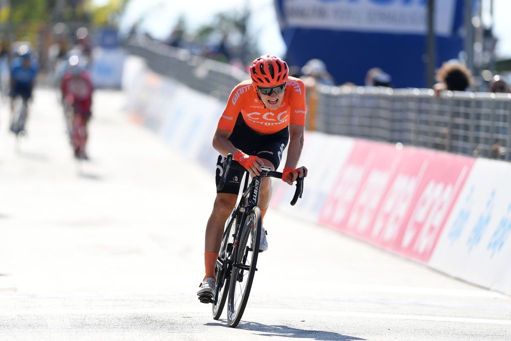 LORETO ITALY SEPTEMBER 13 Arrival Georg Zimmermann of Germany and CCC Team during the 55th TirrenoAdriatico 2020 Stage 7 a 181km stage from Pieve Torina to Loreto 114m TirrenAdriatico on September 13 2020 in Loreto Italy Photo by Justin SetterfieldGetty Images