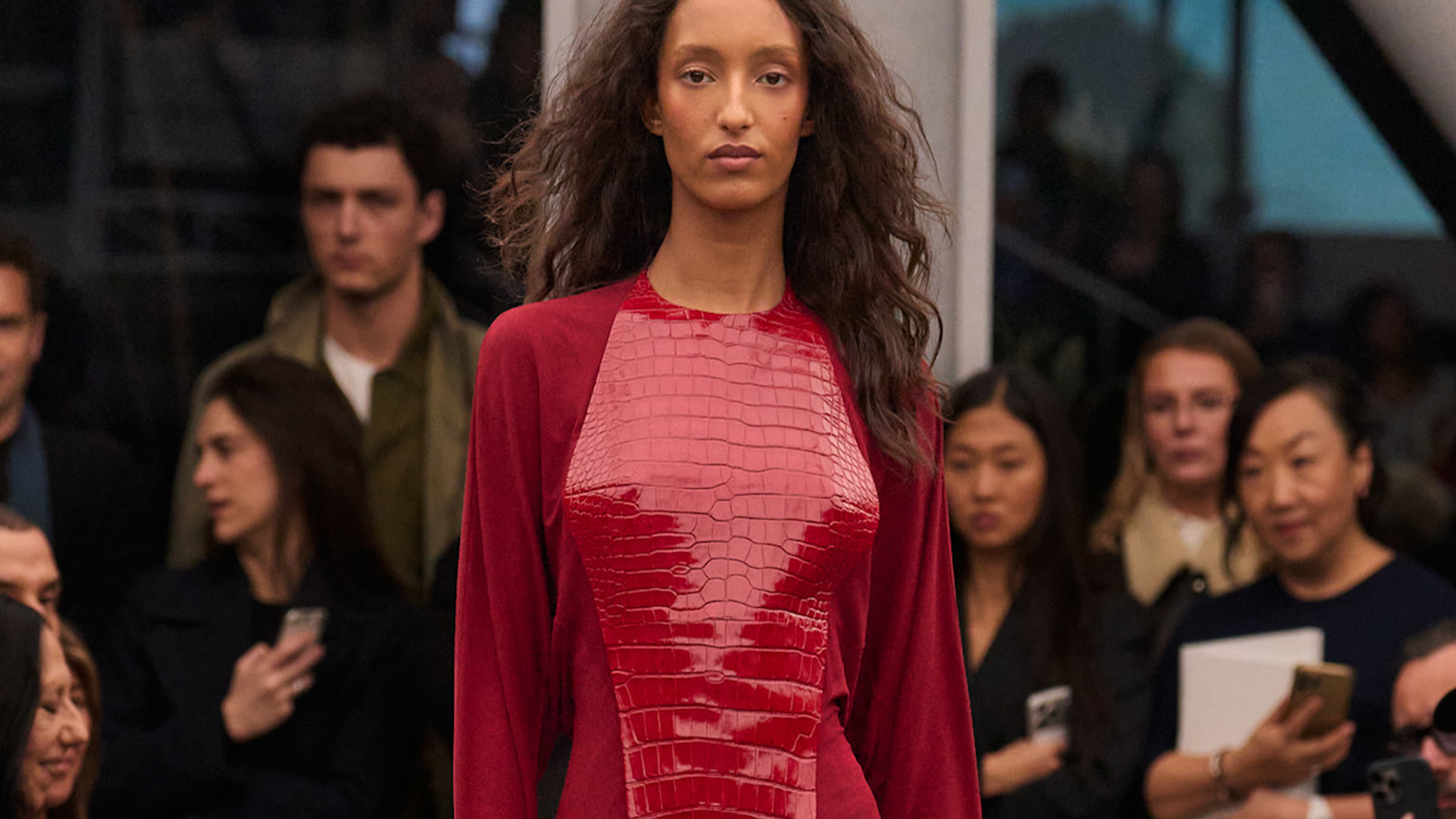 Photo of model walking in Alaia Fall 2026 show.