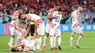 Croatia celebrate Andrej Kramaric’s goal in the 4-1 win over Canada