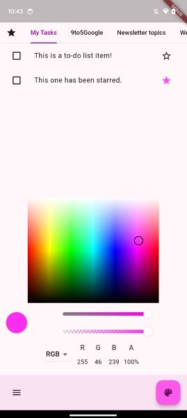 A test regarding the bolder colors possible for Android 14's Material You.