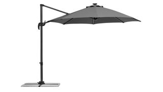 black cantilever parasol with UV50 protection and LED lights - Rhodos 3m Cantilever Parasol with Lights