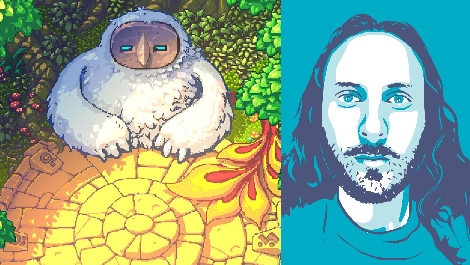 Rakuen composite with headshot of PC Gamer writer Jody Macgregor