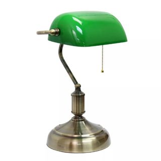 A vintage-style green bankers' lamp