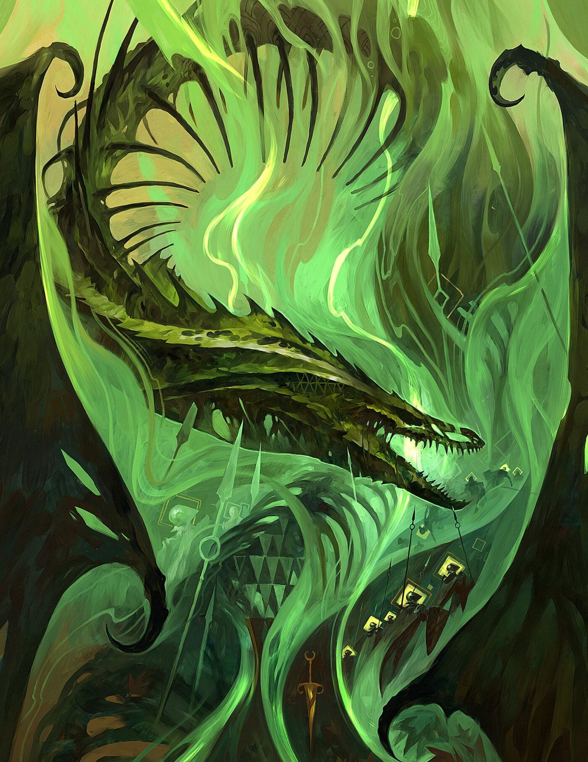 A trio of well-illustrated artworks depicting dragons in D&amp;D's upcoming adventure book, Dragon Delve.