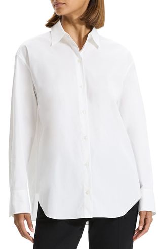 Cotton Blend Button-Up Shirt