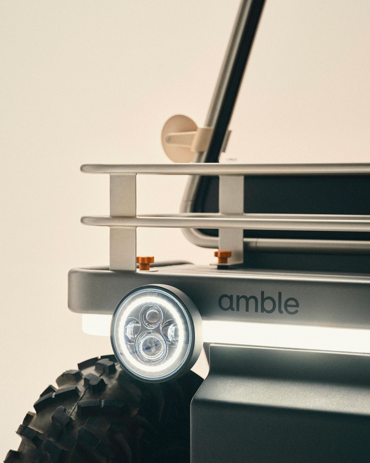 The industrial design uses durable materials and simple details