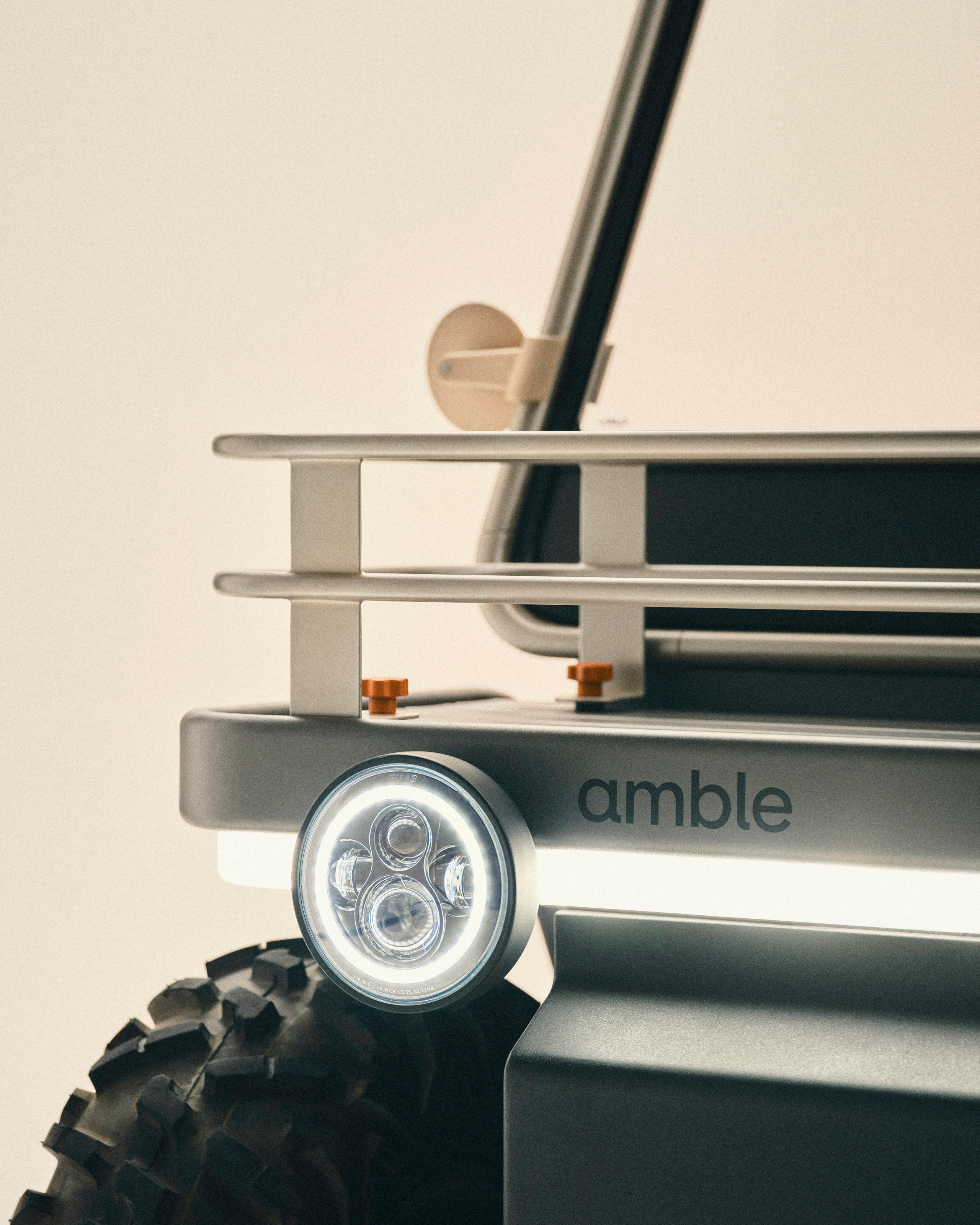 The industrial design uses durable materials and simple details