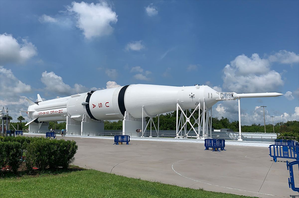 Kennedy Space Center Visitor Complex has returned to view its Saturn IB rocket after an almost year-long restoration.