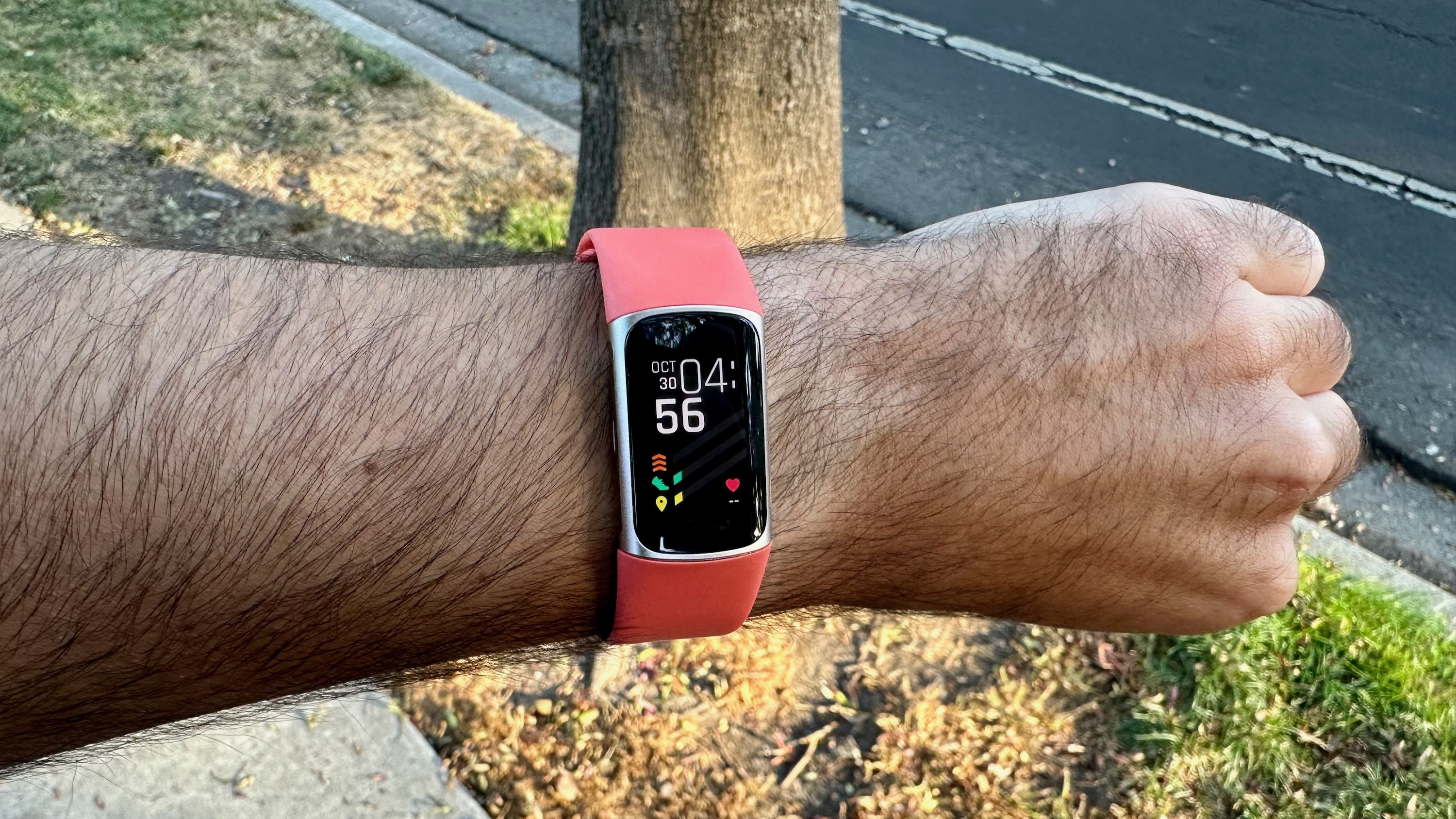 A watch face on the Fitbit Charge 6