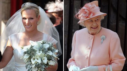 A composite of pictures of Zara Tindall and Queen Elizabeth on Zara and Mike Tindall's wedding day in 2011
