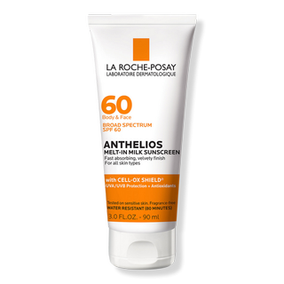 Anthelios Melt-In Milk Body and Face Sunscreen Spf 60 on white background