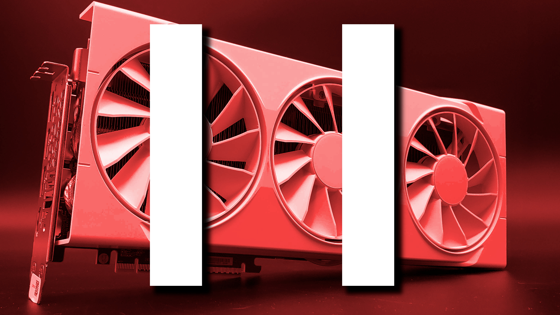 A graphics card with a pause symbol in front of it