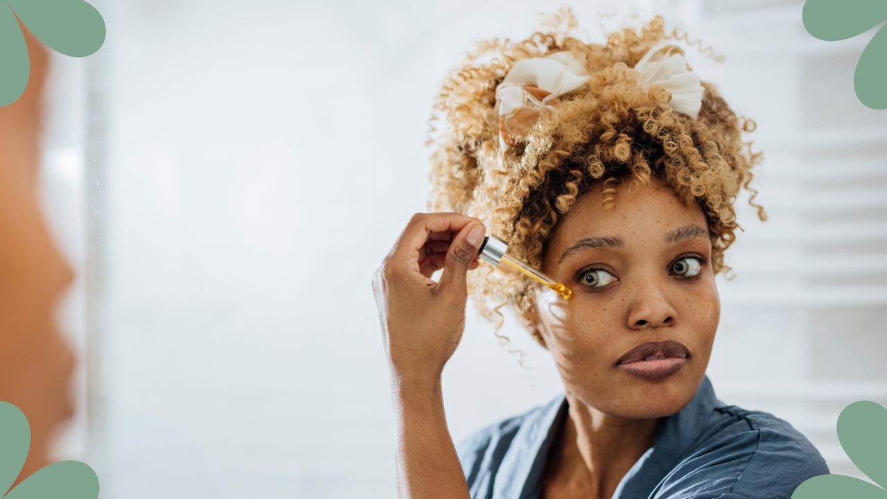 Woman applying serum with pipette