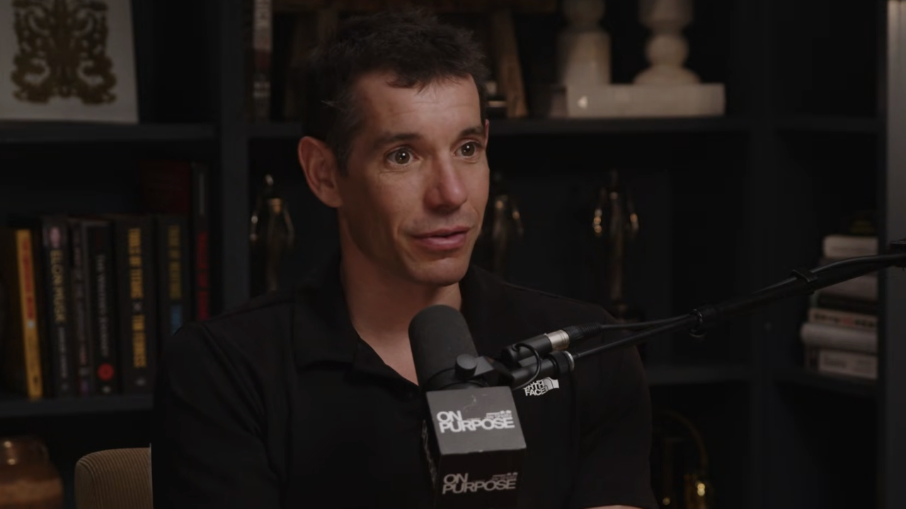 Alex Honnold speaks to Jay Shetty during a podcast interview.