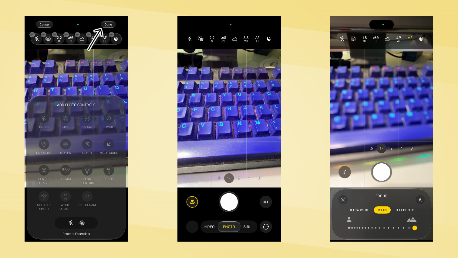 iPhone 18 Pro - Pro Controls screenshots.