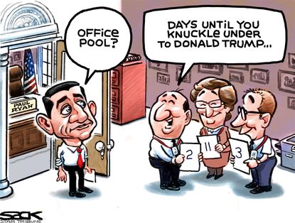 Political Cartoon U.S. Paul Ryan Trump 2016