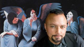 Geoff Tate with the Heaven And Hell artwork