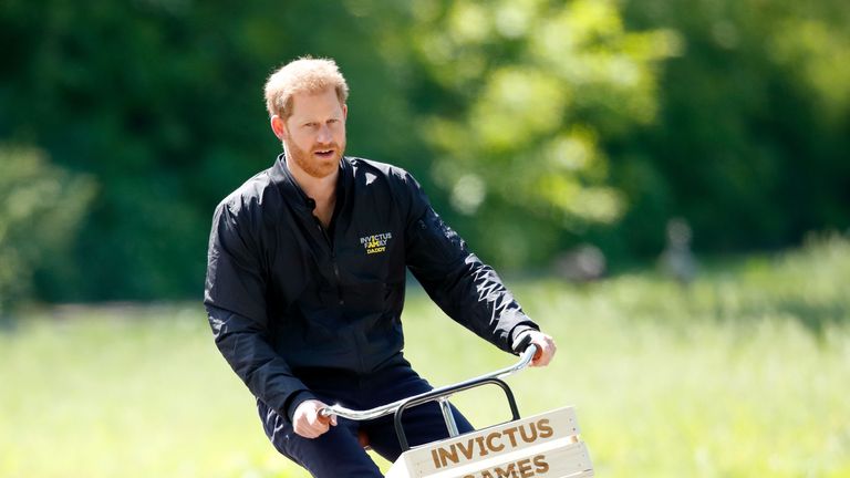 the hague, netherlands may 09 embargoed for publication in uk newspapers until 24 hours after create date and time prince harry, duke of sussex rides a bicycle around sportcampus zuiderpark as part of a programme of events to mark the official launch of the invictus games the hague 2020 on may 9, 2019 in the hague, netherlands photo by max mumbyindigogetty images
